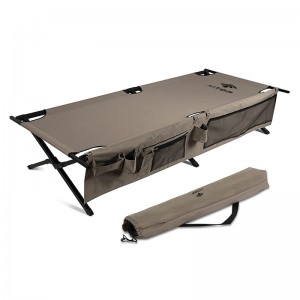Foldable 300 lb Brown Camping Cot with Storage Bag