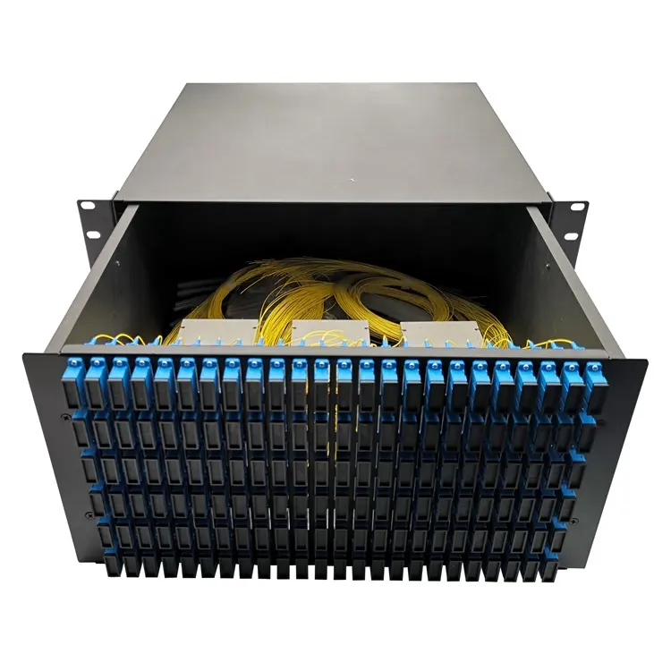 Panel de tilslutning af caja de terminal de fibra optica duplex LC de 3U og 96 nucleos