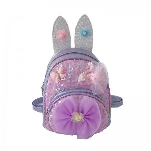 Модна малка свежа детска ученическа чанта с панделка с пайети ZSL205