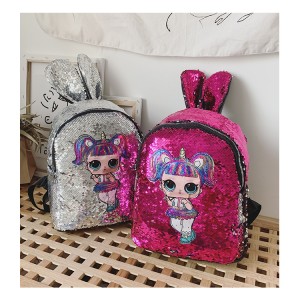 Bag Ysgol PU Backpack Plant Dol Surprise Cute Gyda Golau