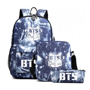 BTS Backpack USB Iċċarġjar Student School Bag Borża tal-Ispalla Borża tal-Lapes Set Tliet biċċiet ZSL191