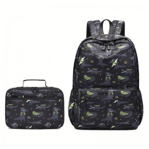 Водоотпорна школска торба и торба за ручак са принтом диносауруса за ученике основних школа