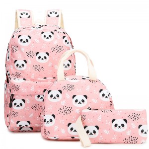 Panda kolmiosainen koululaukku ruokalaukku kynälaukku XY12455702