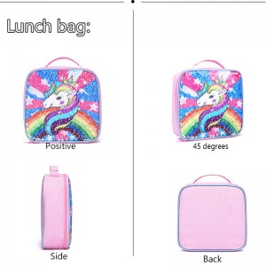 Třídílná školní taška Unicorn pro dívky ze základních a středních škol