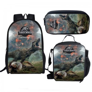 Kindergarten Dinosaur Schoolbag Meal Bag Pencil Bag Tulo ka Piraso Set XY12455699