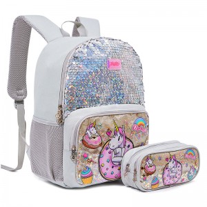 Мультяшный красочный школьный рюкзак с блестками и пеналом XY5704