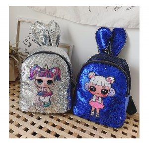PU School Bag Children ká Backpack Wuyi Iyalenu Doll Pẹlu Light