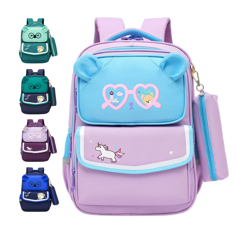 Beg Sekolah Kanak-Kanak Beg Beg Bahu Dua Berkapasiti Besar dengan Sarung Pensel XY5727