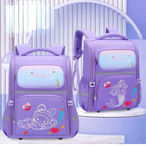 Вместительный ортопедический рюкзак для начальной школы для детей Лазерная печать Повседневные сумки