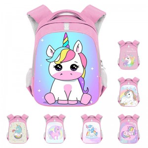 Pink Girl Rainbow Unicorn Kapaċità Kbir Backpack