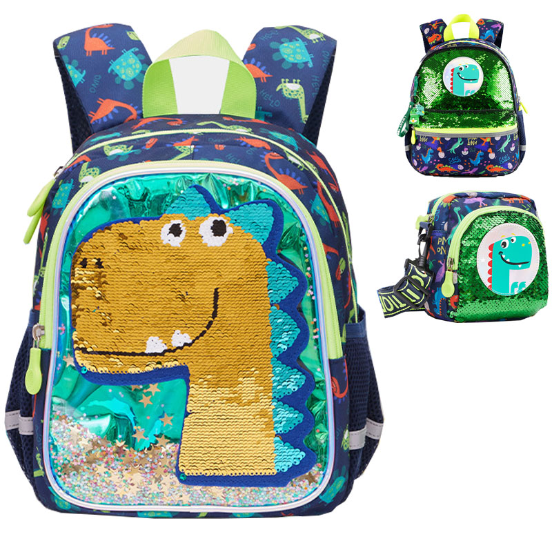 Cartoon Schoolbag Dinosaur Backpack With Sequins XY12455705