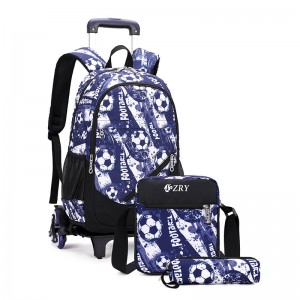 Tliet biċċiet Trolley School Bag Graffiti Game Backpack Student Adult Travel Backpack XY6750