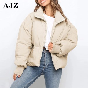 krátky puffer bunda továrenská výroba zimné páperie bublinkový kabát žien dodávateľ