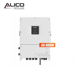 Alicosolar On grid Invertor 50KW 60KW 80KW 100KW Solárna sieťová kravata Home 380v 400v Trojfázová 50Hz