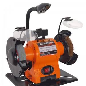 250W CE approved 150mm bench grinder with wire brush wheel and flexible light & wheel dresser