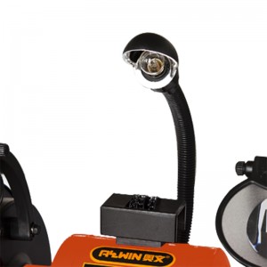 CE Disetujui penggiling bangku 200mm kanthi lampu kerja fleksibel, alat ganti roda lan baki pendingin