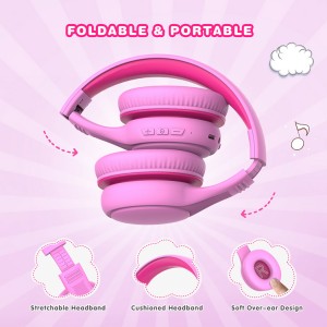 85 db volume Amazon dobrável sobre a orelha bluetooth crianças sem fio fone de ouvido infantil fone de ouvido