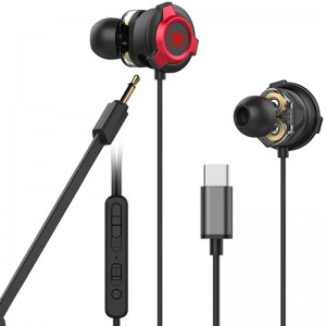 Kedatangan Anyar Orignal Tipe C Wired Earphone Earbuds Dual Driver Gaming Headset