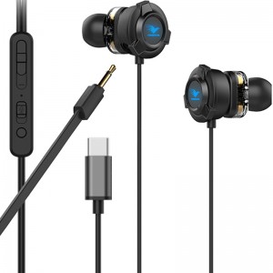 Tipo C Gaming In Ear Auricular con cable Auriculares únicos atractivos que brillan intensamente Auriculares que iluminan