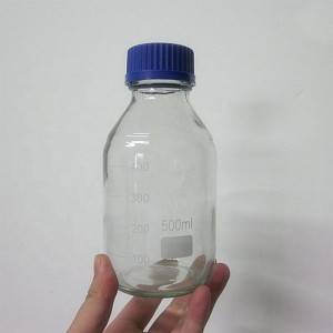 Lab Blue Screw Cup Glass Reagent Bottle With Graduation reagents cup