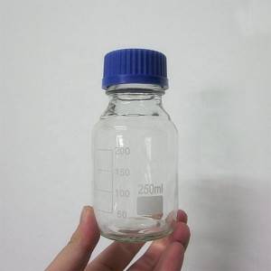 Lab Blue Screw Cup Glass Reagent Bottle With Graduation reagents cup