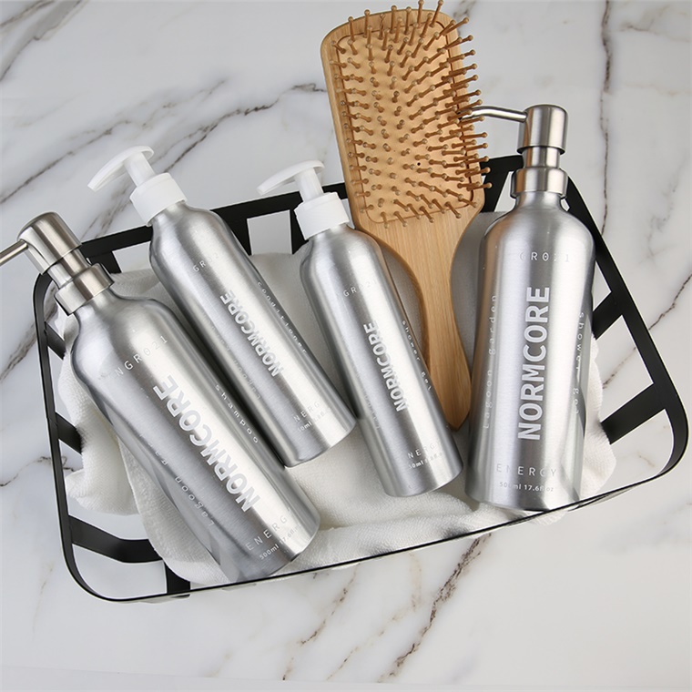 I-Custom Cosmetic Shampoo Body Geza amabhodlela e-aluminium angu-1000ml