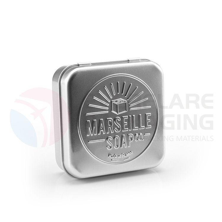 Square shape box for soap aluminum tin box with hinge
