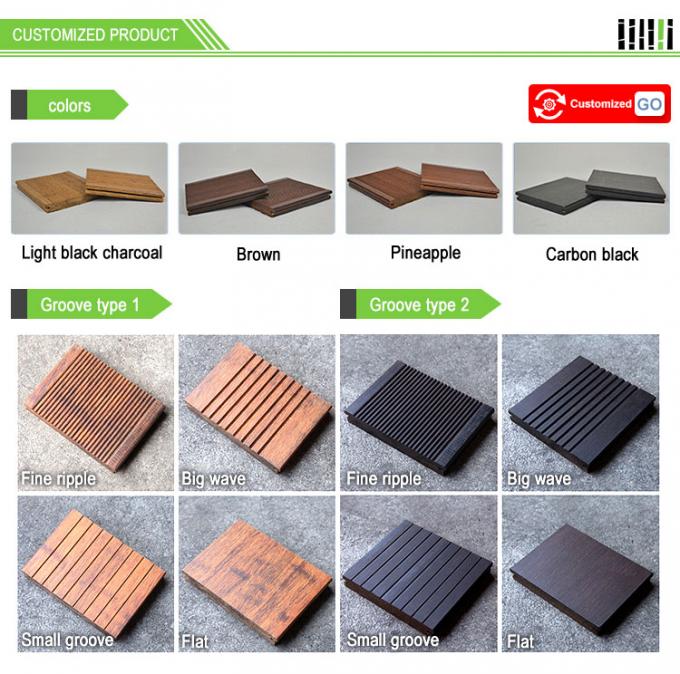 Prefinished High Density Hard Dark Lay Bamboo Hardwood Floor,Brown Horizontal Carbonized Bamboo Floor For Outdoor Use 12