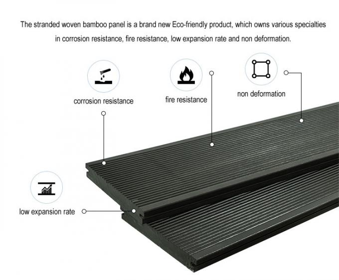 Durable Black Bamboo Deck Tiles E0 Formaldehyde Release Charcoal Treatment 2
