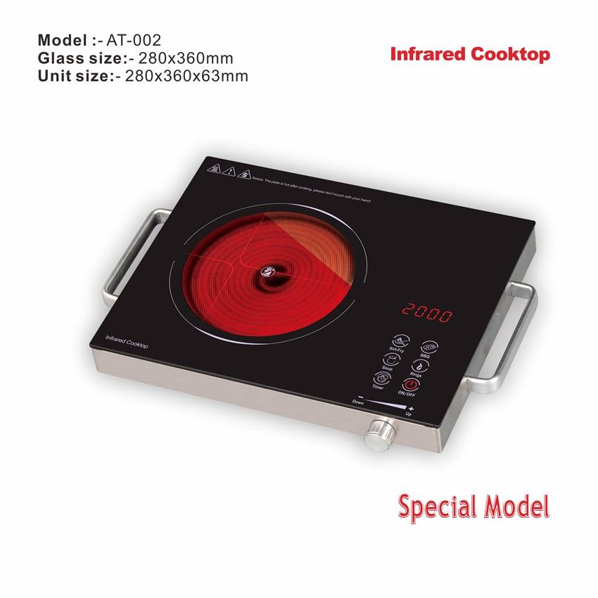 Amor infrared cooker AT-002 China Supplier hob infrared-ka dhalaalaysa oo leh tayo aad u wanaagsan oo jumlo ah