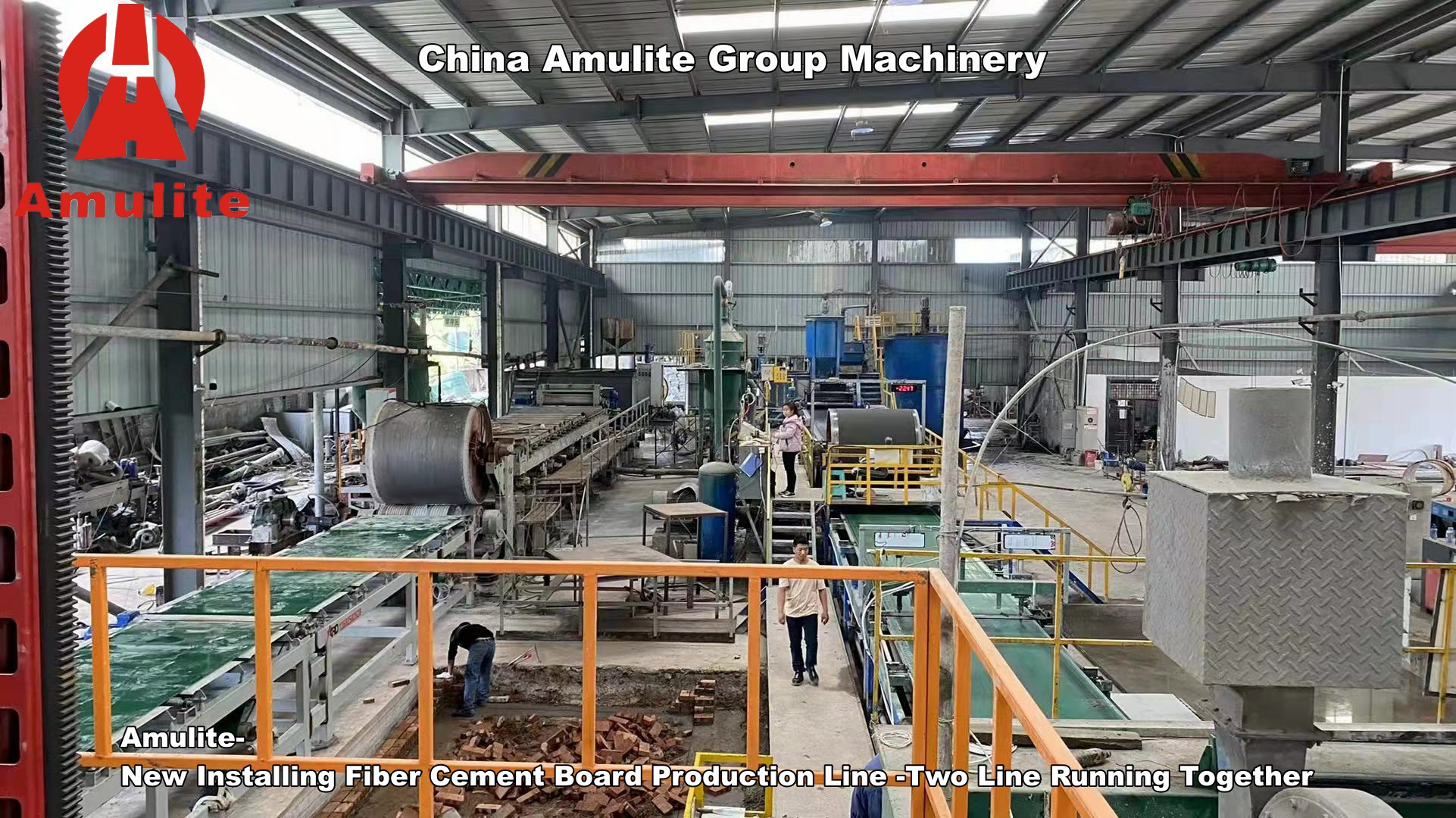Amulite-új beépítési szálcement lemez gyártósor - két sor együtt fut