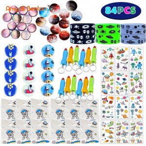 ງານລ້ຽງນອກຊ່ອງມັກເດັກນ້ອຍວັນເກີດຂອງພັກ Goodies Bag Fillers Space Toys Slap Bracelets
