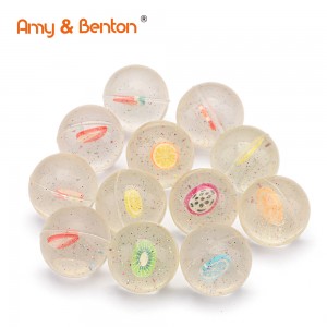 Bolas hinchables de 32 mm con diseños de frutas variadas a granel Bolas de goma de alto salto para niños, recuerdos de fiesta, premios de carnaval
