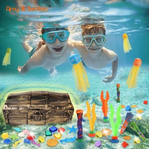 60 xoguetes de mergullo de piscina, xoguetes de piscina para nenos xogos de tesouros piratas submarinos
