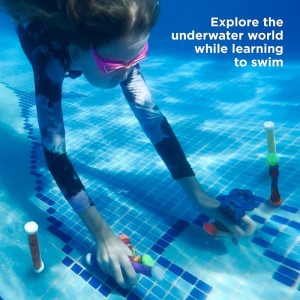 ของเล่นดำน้ำฤดูร้อน 40 แพ็ค, ของเล่นสระว่ายน้ำสำหรับเด็ก, ของเล่นน้ำพร้อมถุงตาข่ายเก็บของ