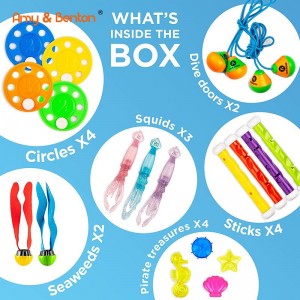40 חבילות צעצועי צלילה לקיץ, צעצועי בריכת שחייה לילדים, צעצועי מים עם שקית רשת לאחסון