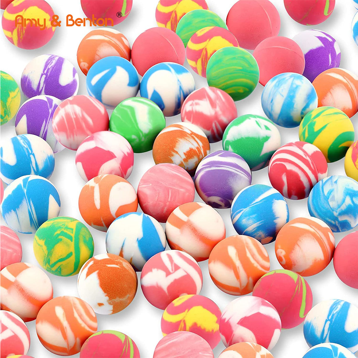 Kleine Hüpfbälle, hohe Hüpfbälle aus Gummi, 27 mm große Neon-Hüpfbälle für Spielpreise, Partygeschenke, Verkaufsautomaten, Outdoor-Aktivitäten (mehrfarbiger Stil). Empfohlenes Bild