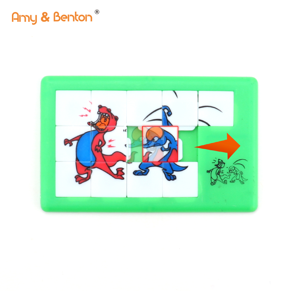 Amy&Benton 2 PCS Promosi Toys Kartun Plastik Ngageser Puzzle Blok Kaulinan pikeun Kids