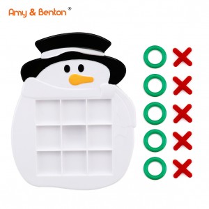 Tabla de joc de Crăciun Tic Tac Toe cu Jucării pentru copii în formă de Om de Zăpadă