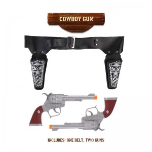 Pistolas de vaquero de 2 pezas con cinto de vaqueiro axustable para nenos, disfraz de vaquero