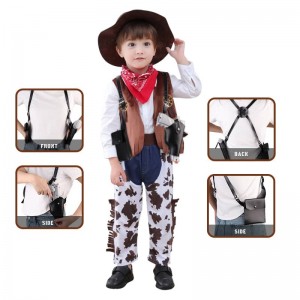 Set de vaqueros para nenos con pistolas de xoguete Fiesta de disfraces de policía Cosplay de 3 a 10 anos
