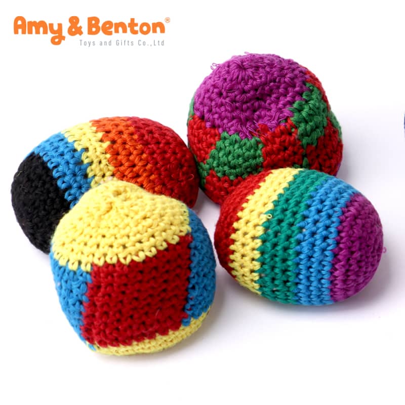 Multicolored Crochet Aneka Hacky Ball Karung Footbags pikeun Kids jeung Dewasa