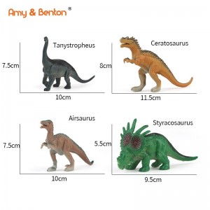 Paketa e Dinozaurëve me pamje realiste me 4 lodra me figura dinozaurësh të ndryshme plastike