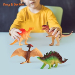 Dinosourus-speelgoedstel vir kinders – 4 stuks Plastiek-dinosourusfigure-speelgoed vir kinders seuns, dinosourus-verjaardagpartytjie-gunste, dinosourus-kolwyntjie-toppers