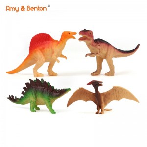 ឈុតតុក្កតាដាយណូស័រសម្រាប់កុមារ - 4 pcs Plastic Dinosaur Figures Toys for Kids Boys, Dinosaur Birthday Party Favors, Dinosaur Cupcake Toppers