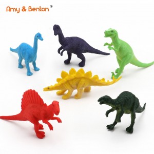 6 Pcs Feilich Materiaal Assortearre Realistyske Dinosaur Figure Toy Playset Party Favors Toys foar Bern