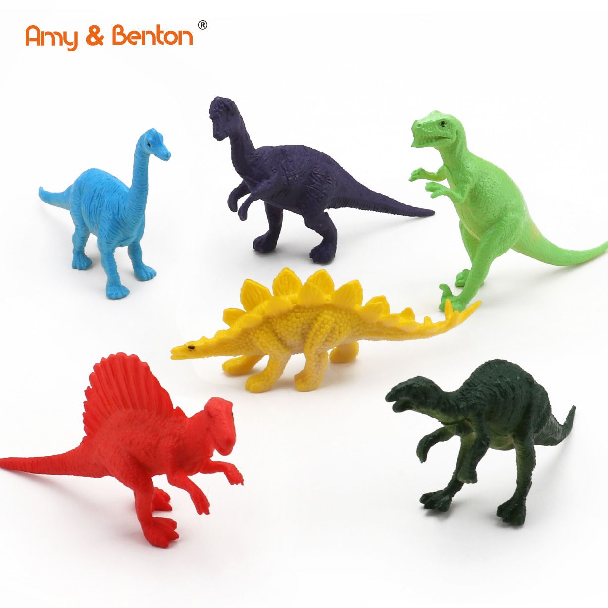 6 Pcs Safe Material Assorted Realistic Dinosaur Figur Toy Playset Party Favors Toys for Kids