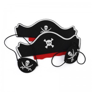 12 ፒሲኤስ የተሰማው የ Pirate Hat እና Pirate Eye Patches Party ሞገስ ለሃሎዊን ኮስፕሌይ አቅርቦቶች