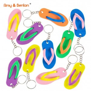 Էկո-բարեկամական Amazon Hot Sale Նորույթ PVC Flip Flops հողաթափեր Կոշիկի Keychain Աքսեսուարներ Խաղալիքներ երեխաների համար
