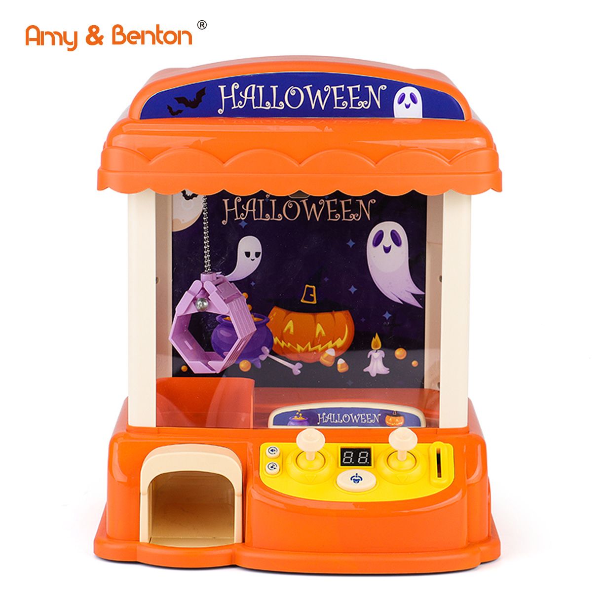 Mini-Klauenmaschine für Kinder, Halloween-Thema, Mini-Verkaufsautomaten, Arcade-Süßigkeitskapsel-Klauenspiel, Preise, Spielzeugfüllung mit kleinen Spielzeugen